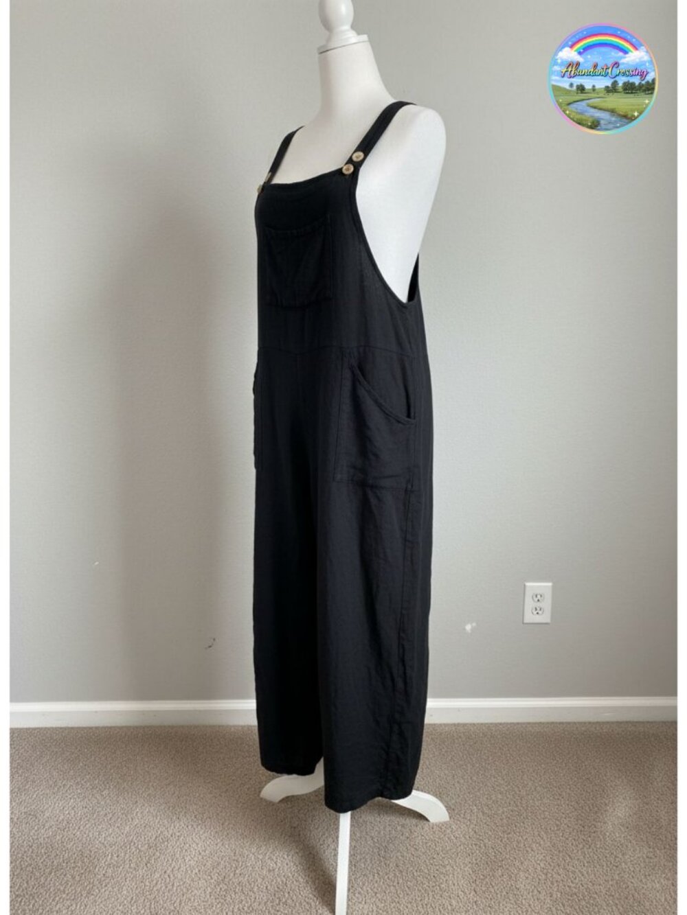 Women's Casual Loose Bib Overalls Loose Fit Adjustable Straps Jumpsuit